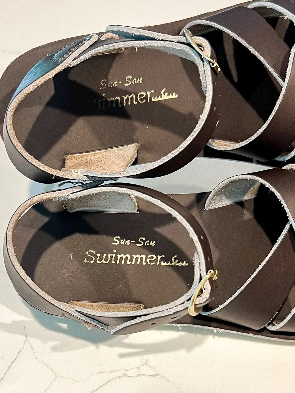 Saltwater Chocolate Brown Sun San Swimmer Sandals Little Kids Sz 1